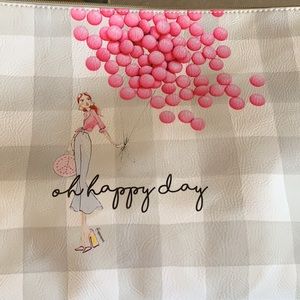 Cute and Colorful Bag/Clutch. Pink, Gray, White with Polka Dots. Zipper Tassel